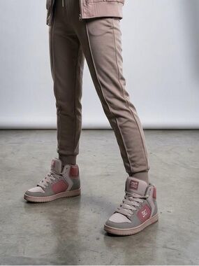 DC Kids Taupe and Pink High-Top Sneakers